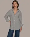 Donna Karan Weekend Women's Long-sleeve Button-down Shirt In Multi