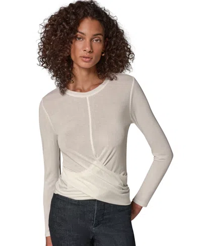 Donna Karan Weekend Women's Long-sleeve Drape Front Top In Neutral