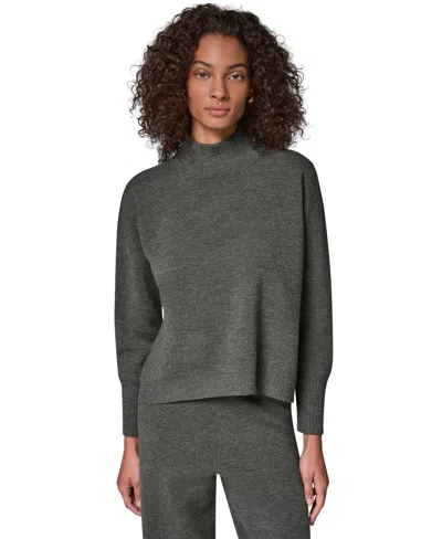 Donna Karan Weekend Women's Merino Wool-blend Mock-neck Long-sleeve Sweater In Gray