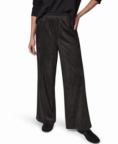 Donna Karan Weekend Women's Microsuede Wide-leg Mid-rise Pants In Black