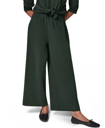 Donna Karan Weekend Women's Mid-rise Wide-leg Pull-on Pants In Green