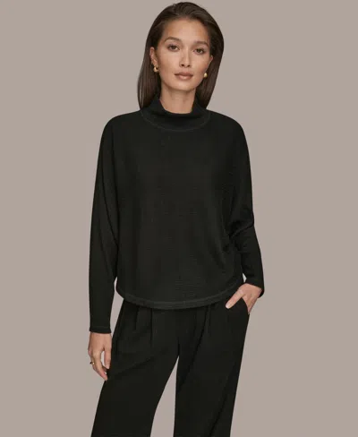 Donna Karan Weekend Women's Mock Neck Crop Top In Black