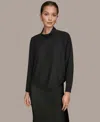 Donna Karan Weekend Women's Mock Neck Long Sleeve Top In Black