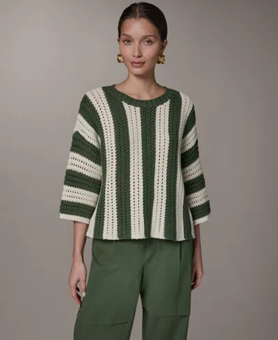 Donna Karan Weekend Women's Oversized Crewneck Sweater In Verde,cream