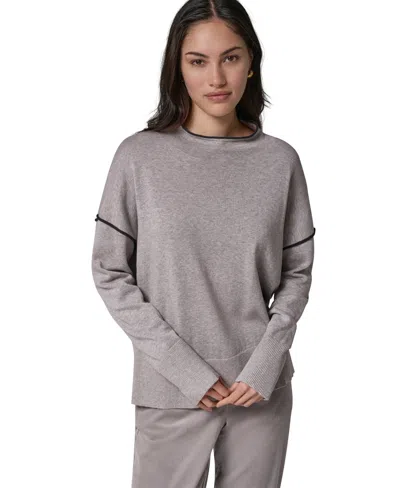Donna Karan Weekend Women's Oversized Mock Neck Cotton Sweater In Multi