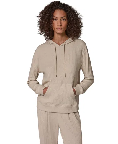 Donna Karan Weekend Women's Plush Drop-needle Ribbed Hoodie In Neutral