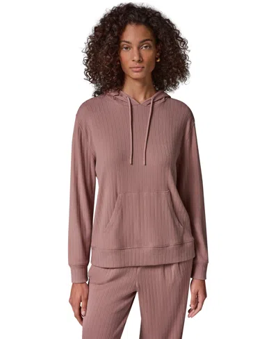 Donna Karan Weekend Women's Plush Drop-needle Ribbed Hoodie In Pink