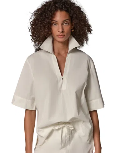 Donna Karan Weekend Women's Poplin V-neck Collared Top In Multi