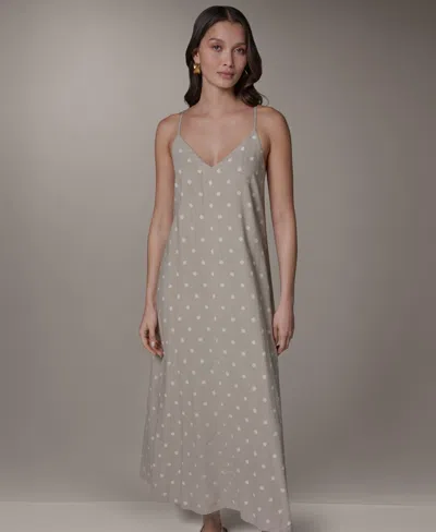 Donna Karan Weekend Women's Printed V-neck Midi Dress In Gray