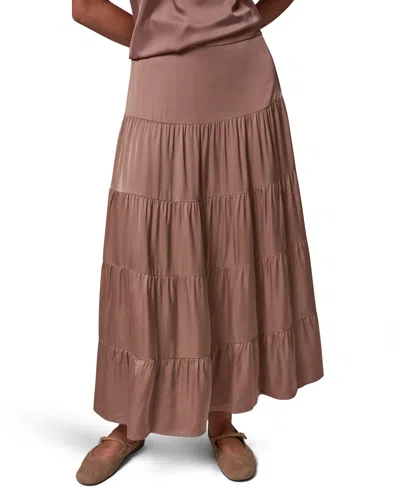 Donna Karan Weekend Women's Satin Midi Tiered Skirt In Animal Print