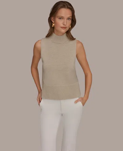 Donna Karan Weekend Women's Sleeveless Mock Neck A-line Sweater In Gray