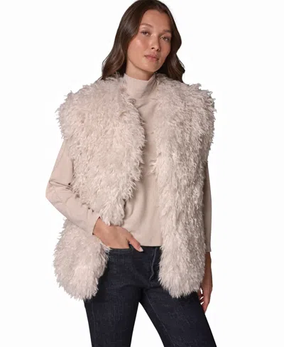 Donna Karan Weekend Women's Sleeveless Quilted-lined Faux Fur Vest In Neutral