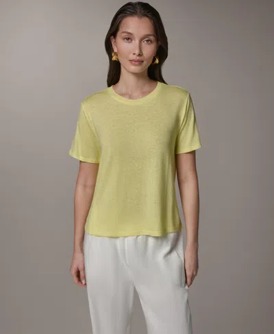 Donna Karan Weekend Women's Striped Short-sleeve T-shirt In Yellow