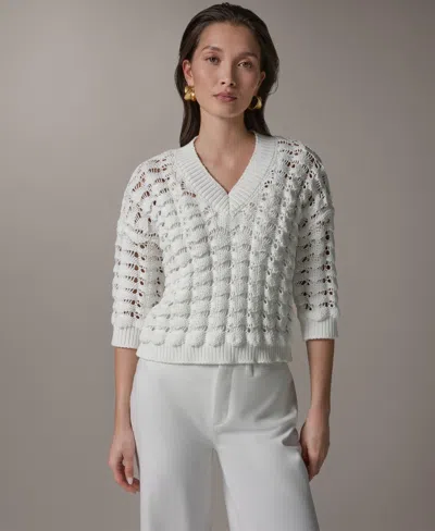 Donna Karan Weekend Women's V-neck Sweater In Gray