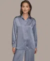 Donna Karan Weekend Women's Woven Button-down Shirt In Blue