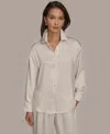 Donna Karan Weekend Women's Woven Button-down Shirt In White