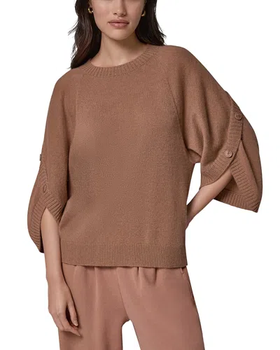 Donna Karan Weekend Wool & Cashmere Oversized Buttoned Sleeve Sweater In Brown