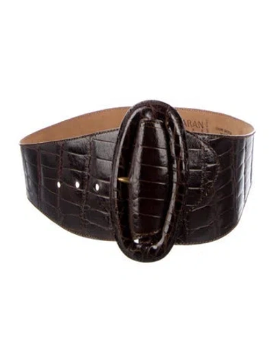 Pre-owned Donna Karan Wide Alligator Belt In Brown
