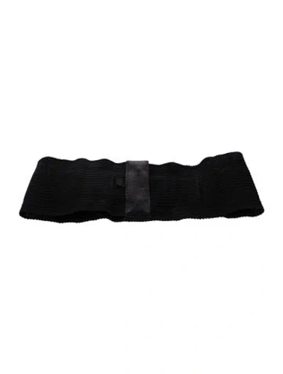 Pre-owned Donna Karan Wide Canvas Waist Belt In Black
