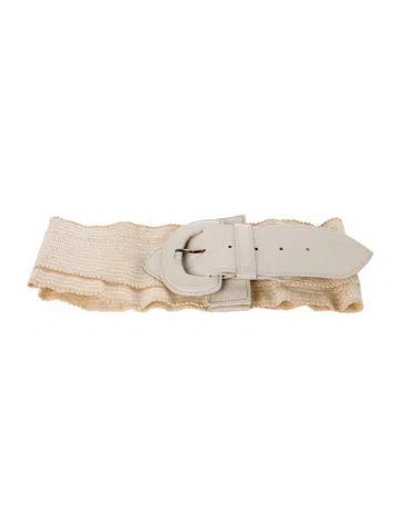Pre-owned Donna Karan Wide Canvas Waist Belt In Neutral