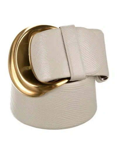 Pre-owned Donna Karan Wide Embossed Leather Belt In Neutral