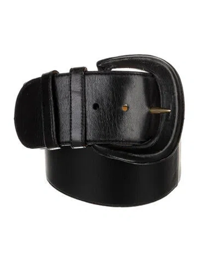 Pre-owned Donna Karan Wide Leather Belt In Black