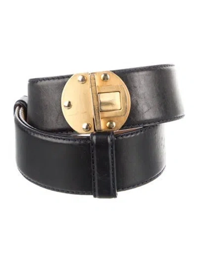 Pre-owned Donna Karan Wide Leather Belt In Black