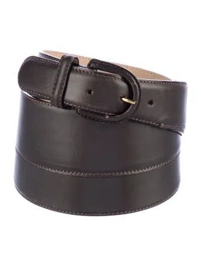 Pre-owned Donna Karan Wide Leather Belt In Brown