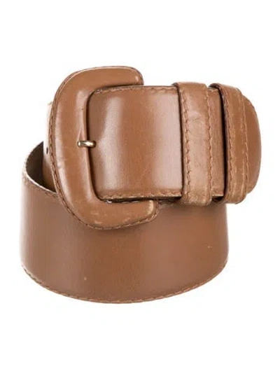 Pre-owned Donna Karan Wide Leather Belt In Neutral