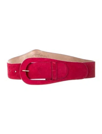 Pre-owned Donna Karan Wide Leather Belt In Pink