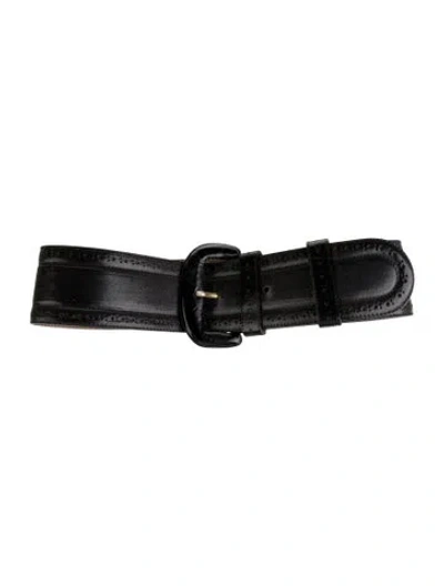 Pre-owned Donna Karan Wide Leather Waist Belt In Black