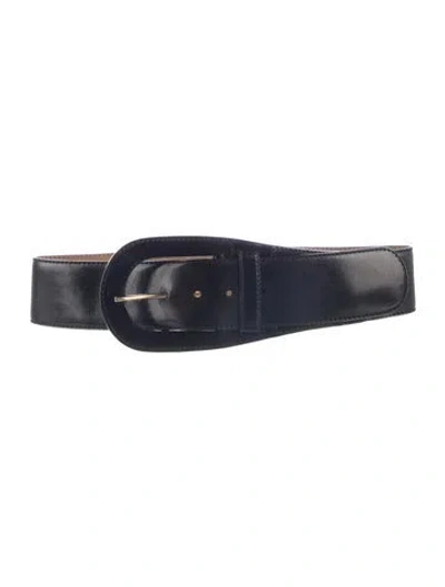 Pre-owned Donna Karan Wide Leather Waist Belt In Black