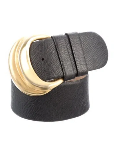 Pre-owned Donna Karan Wide Leather Waist Belt In Black