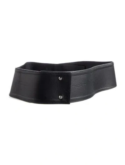 Pre-owned Donna Karan Wide Leather Waist Belt In Black