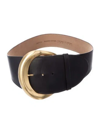 Pre-owned Donna Karan Wide Leather Waist Belt In Black
