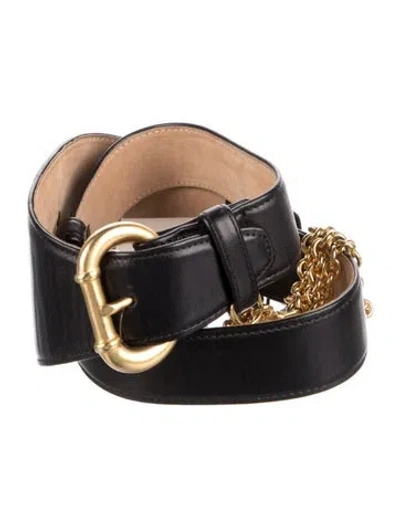 Pre-owned Donna Karan Wide Leather Waist Belt In Black
