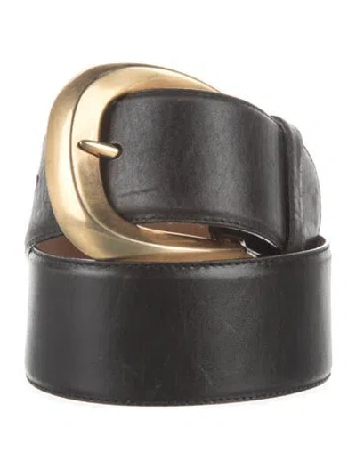 Pre-owned Donna Karan Wide Leather Waist Belt In Black