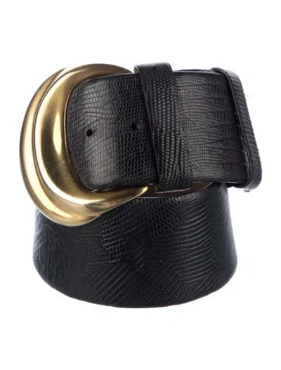 Pre-owned Donna Karan Wide Leather Waist Belt In Black