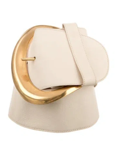 Pre-owned Donna Karan Wide Leather Waist Belt In Neutrals