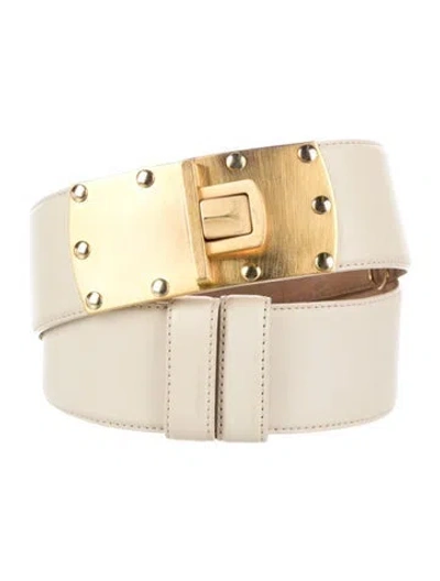 Pre-owned Donna Karan Wide Leather Waist Belt In Neutrals