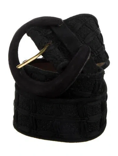 Pre-owned Donna Karan Wide Nylon Waist Belt In Black