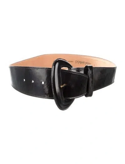 Pre-owned Donna Karan Wide Patent Leather Waist Belt In Black