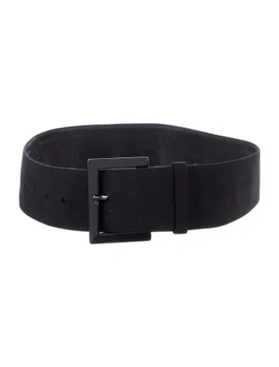 Pre-owned Donna Karan Wide Satin Waist Belt In Black
