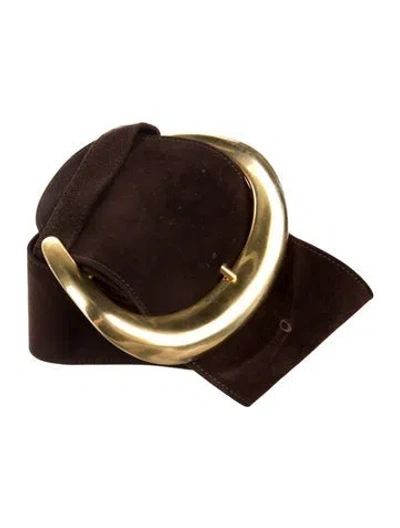 Pre-owned Donna Karan Wide Suede Belt In Brown