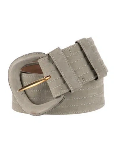 Pre-owned Donna Karan Wide Suede Belt Kit In Green