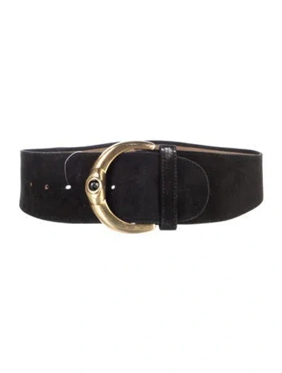 Pre-owned Donna Karan Wide Suede Waist Belt In Black
