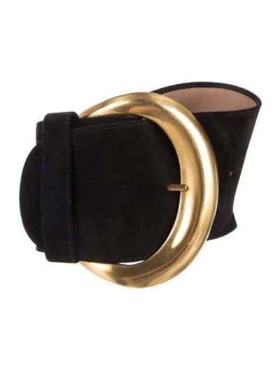 Pre-owned Donna Karan Wide Suede Waist Belt In Black