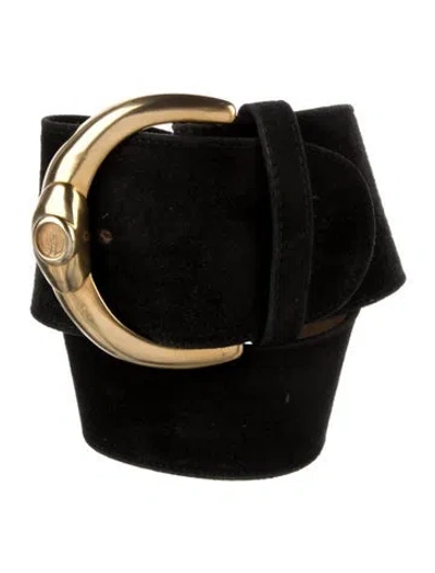 Pre-owned Donna Karan Wide Suede Waist Belt In Black