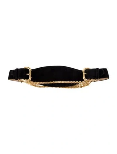 Pre-owned Donna Karan Wide Suede Waist Belt In Black