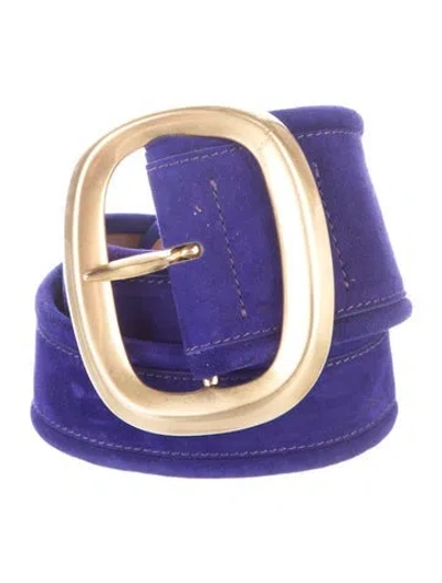 Pre-owned Donna Karan Wide Suede Waist Belt In Blue